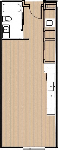 Floor plan for studio, 1 bath